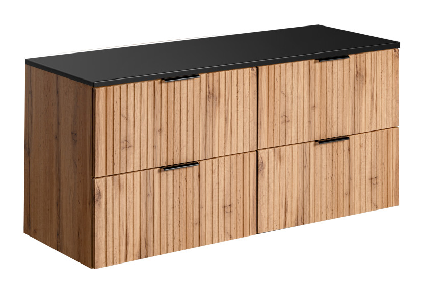 Szafka pod Umywalke 120 cm DĄB WOTAN z Czarnym Blatem 167402