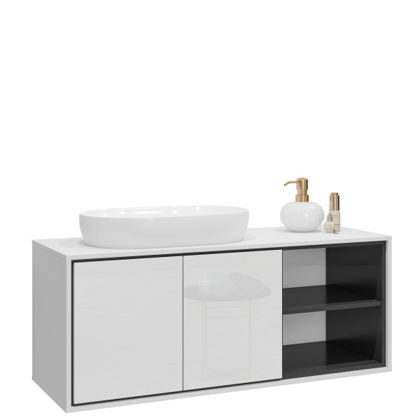 Szafka pod umywalkę 120 cm IRVINE biały połysk 791385
