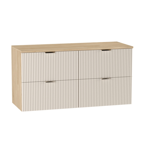 Szafka pod umywalkę 120 cm Kaszmir/Orzech z ryflowanymi frontami Willy 568222