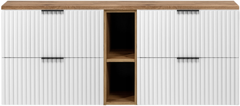 Szafka Pod Umywalkę 140 cm BIAŁA REGAŁ Wotan BLAT RYFLE FLOW 349753