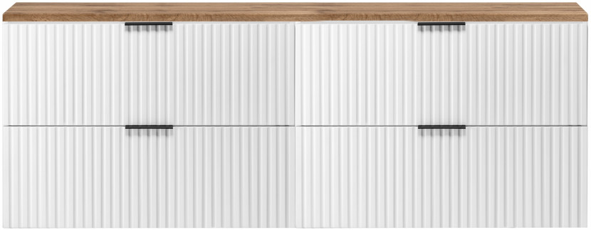 Szafka Pod Umywalkę 160 cm BIAŁA Wotan BLAT RYFLOWANA FLOW 349754