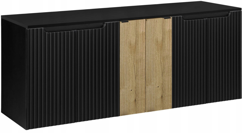 Szafka pod Umywalkę 160 cm Czarna Wisząca RYFLE NOVA BLACK 221912