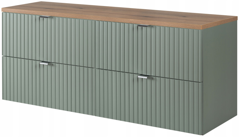 Szafka pod Umywalkę 160 cm ZIELONA BLAT DĄB RYFLE 4s MDF 299856