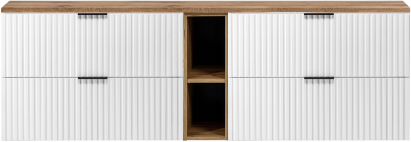 Szafka Pod Umywalkę 180 cm BIAŁA REGAŁ Wotan BLAT RYFLE FLOW 349751
