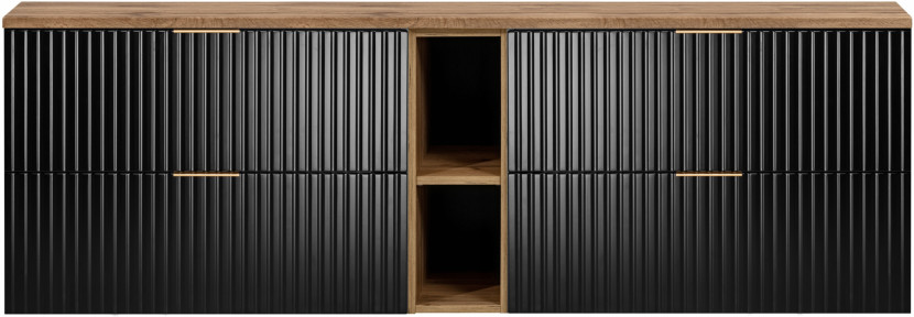 Szafka Pod Umywalkę 180 cm CZARNA REGAŁ Wotan BLAT FLOW 349707