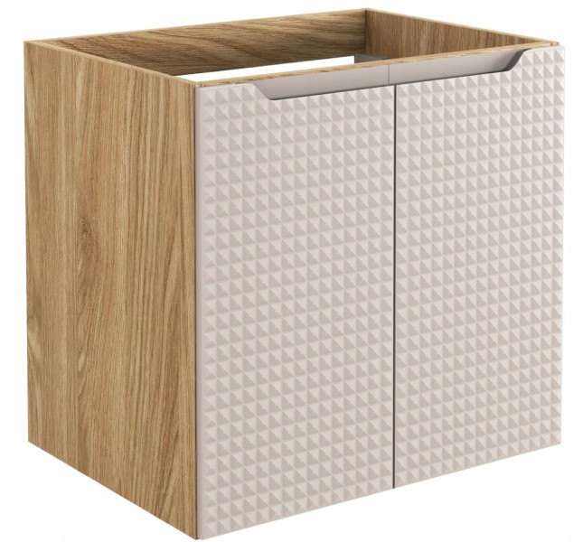 Szafka Pod Umywalkę 60 cm BEŻOWA DĄB Wisząca 2D MDF 3D LUXOR 290600