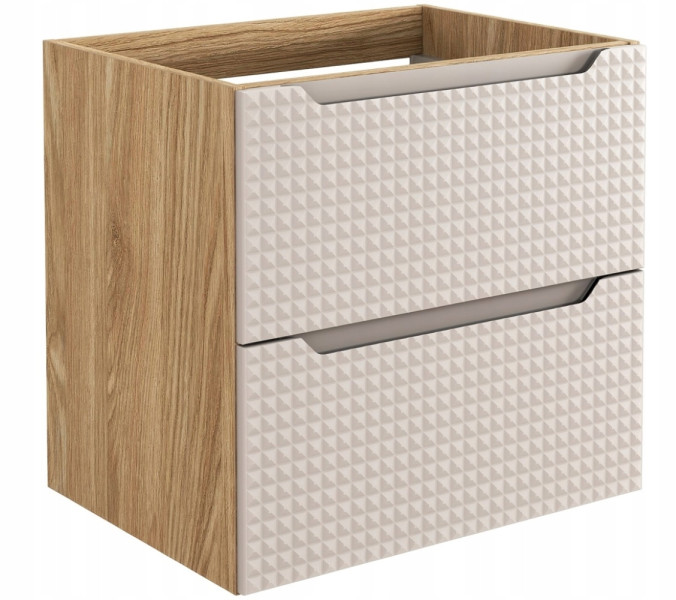 Szafka Pod Umywalkę 60 cm BEŻOWA DĄB Wisząca 2S MDF 3D LUXOR 290608