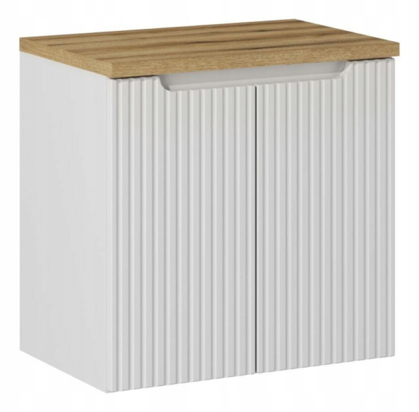 Szafka Pod Umywalkę 60 cm BIAŁA BLAT DĄB RYFLE 2D NOVA WHITE 261790