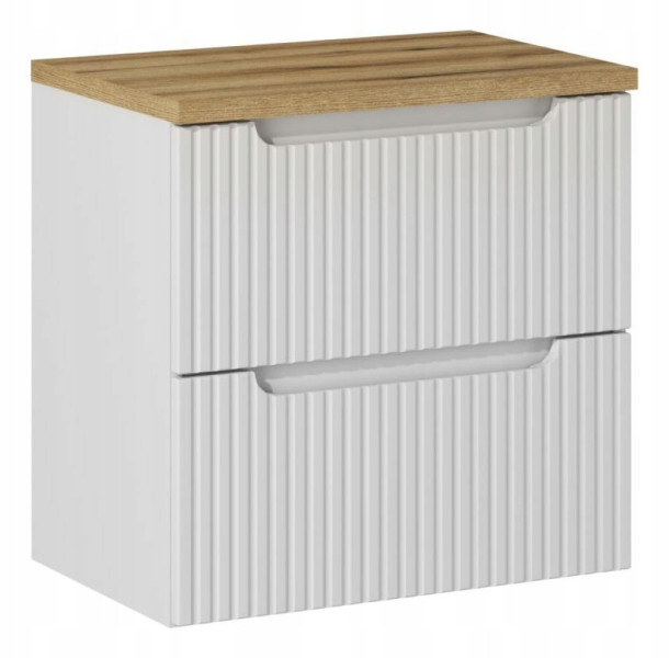 Szafka Pod Umywalkę 60 cm BIAŁA BLAT DĄB RYFLE 2S NOVA WHITE 262819
