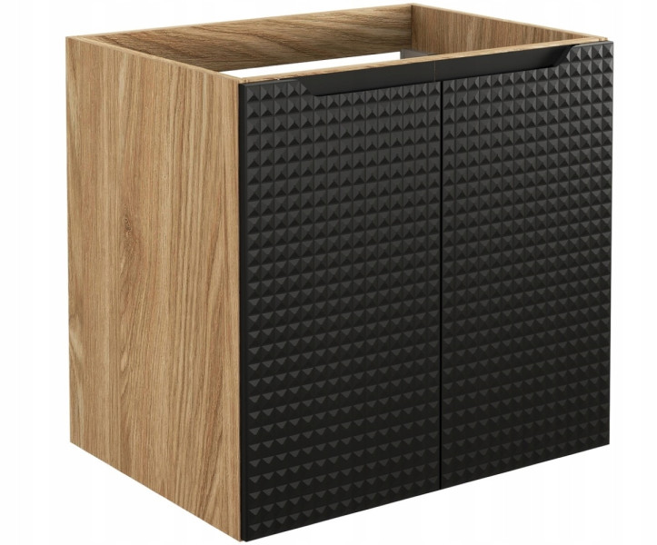 Szafka Pod Umywalkę 60 cm CZARNA DĄB Wisząca 2D MDF 3D LUXOR 290601