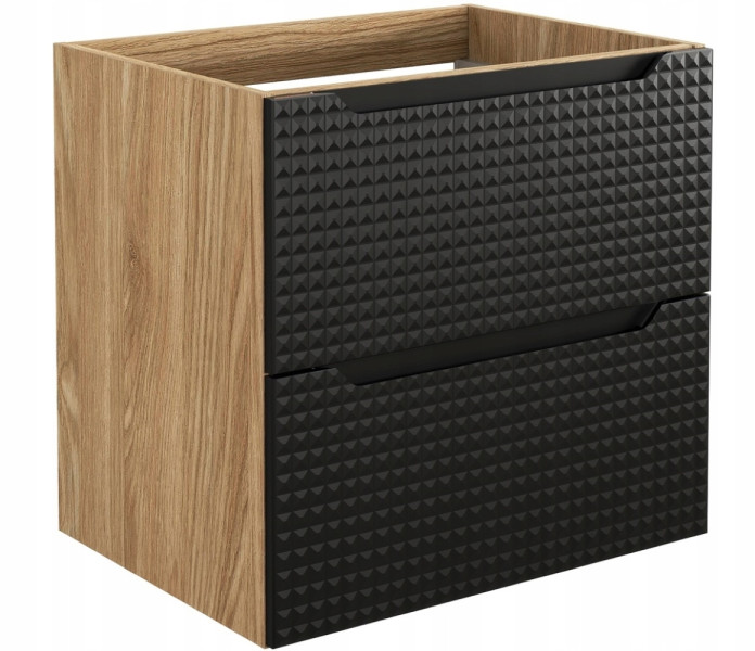 Szafka Pod Umywalkę 60 cm CZARNA DĄB Wisząca 2S MDF 3D LUXOR 290604