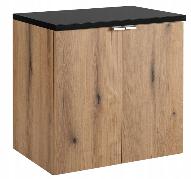 Szafka Pod Umywalkę 60 cm CZARNY BLAT WISZĄCA 2D NOVA OAK 245160