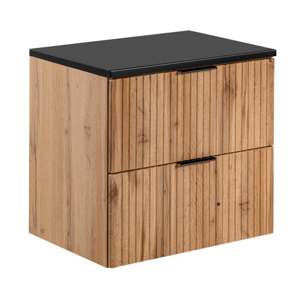 Szafka pod Umywalke 60 cm DĄB WOTAN z Czarnym Blatem 167400