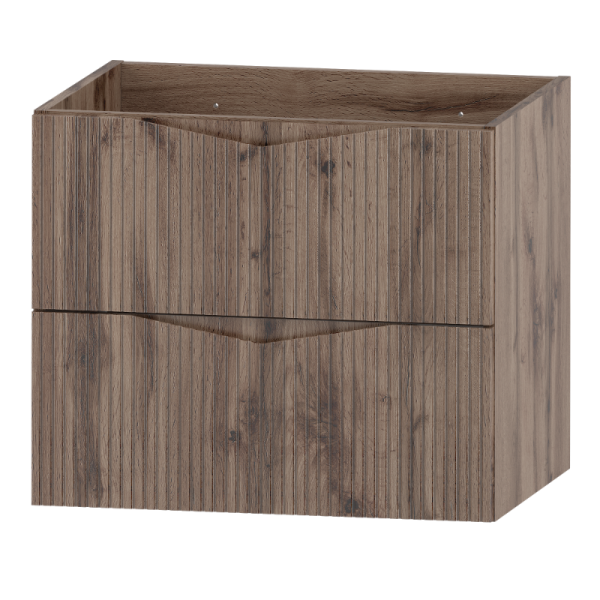 Szafka pod Umywalkę 60cm 2 Szuflady Ryflowane Fronty Dąb Wotan Cleo 749950
