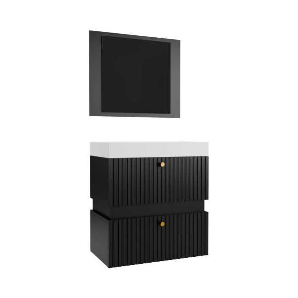 Szafka Pod Umywalkę 60Cm z lustrem Tiko 11 Czarny Mat/Złote 958878
