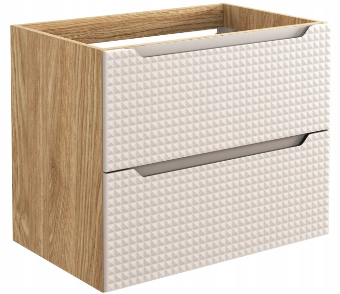 Szafka Pod Umywalkę 70 cm BEŻOWA DĄB Wisząca 2S MDF 3D LUXOR 290597