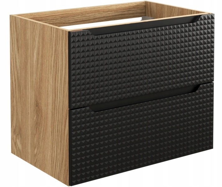 Szafka Pod Umywalkę 70 cm CZARNA DĄB Wisząca 2S MDF 3D LUXOR 290605