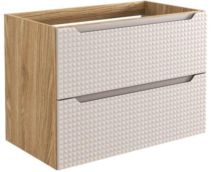 Szafka Pod Umywalkę 80 cm BEŻOWA DĄB Wisząca 2S MDF 3D LUXOR 290617