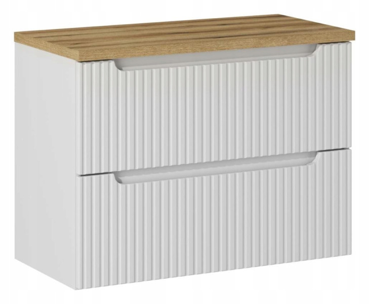 Szafka Pod Umywalkę 80 cm BIAŁA BLAT DĄB RYFLE 2S NOVA WHITE 262823