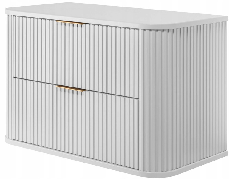 Szafka Pod UMYWALKĘ 80 cm Białą Wisząca RYFLOWANA GLAMOUR 326605