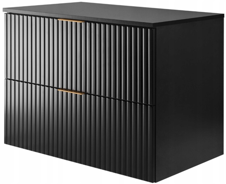 Szafka Pod Umywalkę 80 cm Czarna Wisząca Blat RYFLE 2S FLOW 326607