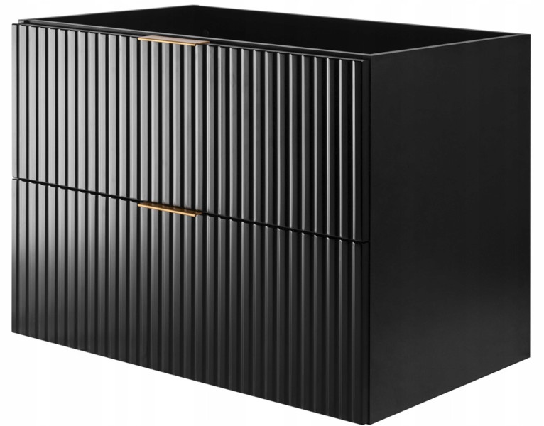 Szafka Pod Umywalkę 80 cm Czarna Wisząca RYFLE 2S MDF FLOW 326613