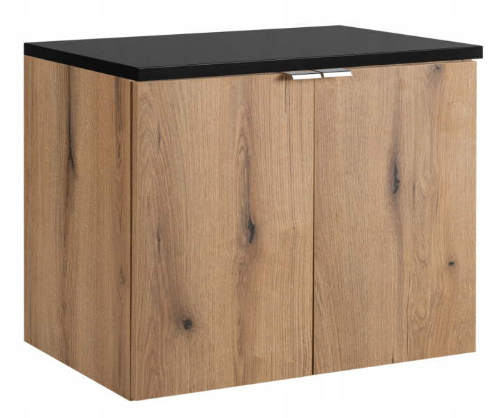 Szafka Pod Umywalkę 80 cm CZARNY BLAT WISZĄCA 2D NOVA OAK 245158