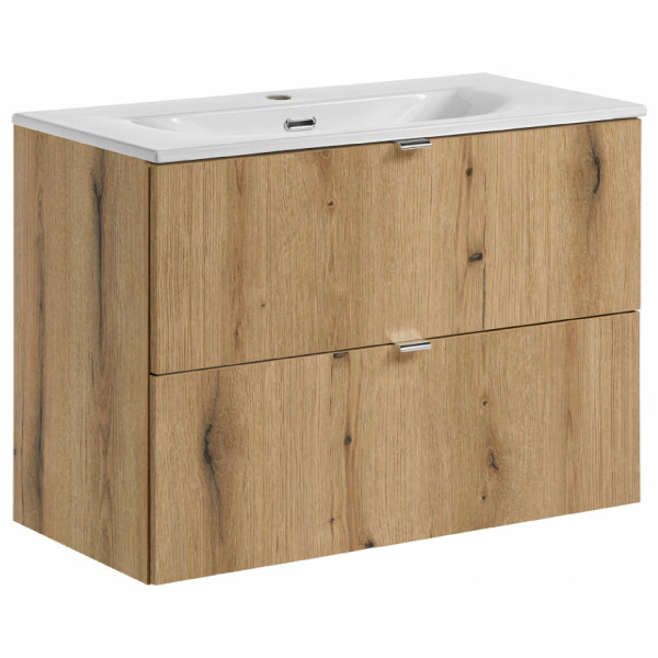 Szafka pod umywalkę 80 cm NOVA OAK 82-80-2S DĄB COAST EVOKE z umywalką 628733
