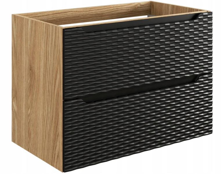 Szafka pod Umywalkę 80 cm Wisząca FRONT 3D! OCEAN BLACK 299821