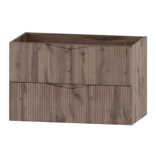 Szafka pod Umywalkę 80cm 2 Szuflady Ryflowane Fronty Dąb Wotan Cleo 749946