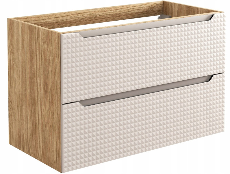 Szafka Pod Umywalkę 90 cm BEŻOWA DĄB Wisząca 2S MDF 3D LUXOR 290606