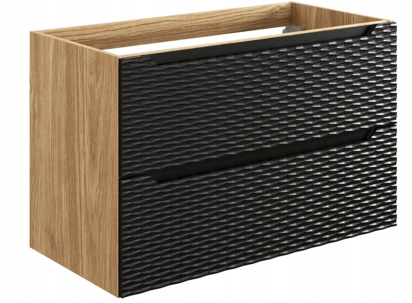 Szafka pod Umywalkę 90 cm Wisząca FRONT 3D! OCEAN BLACK 299823