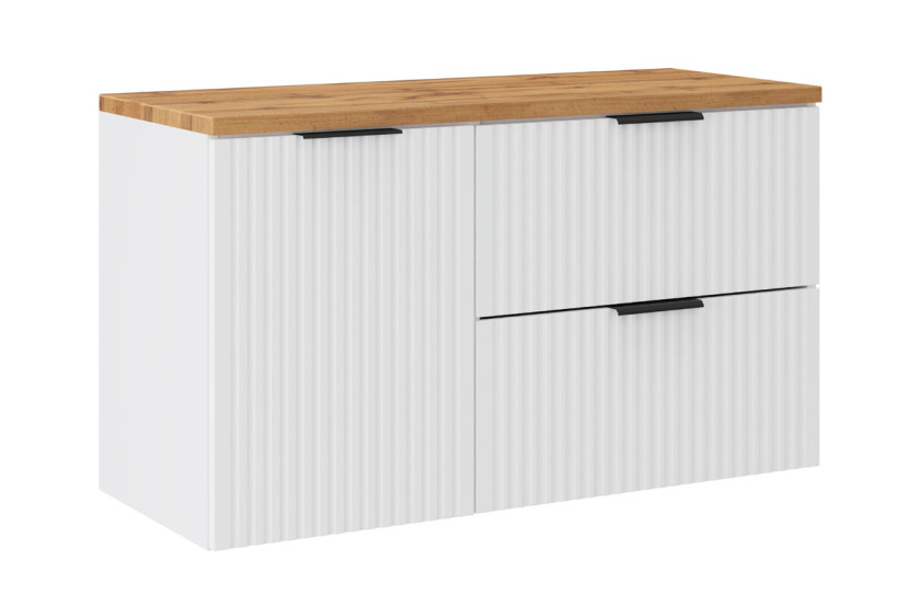 Szafka pod Umywalkę Adel White 100cm z Blatem i Szafką z Koszem na Pranie 977063