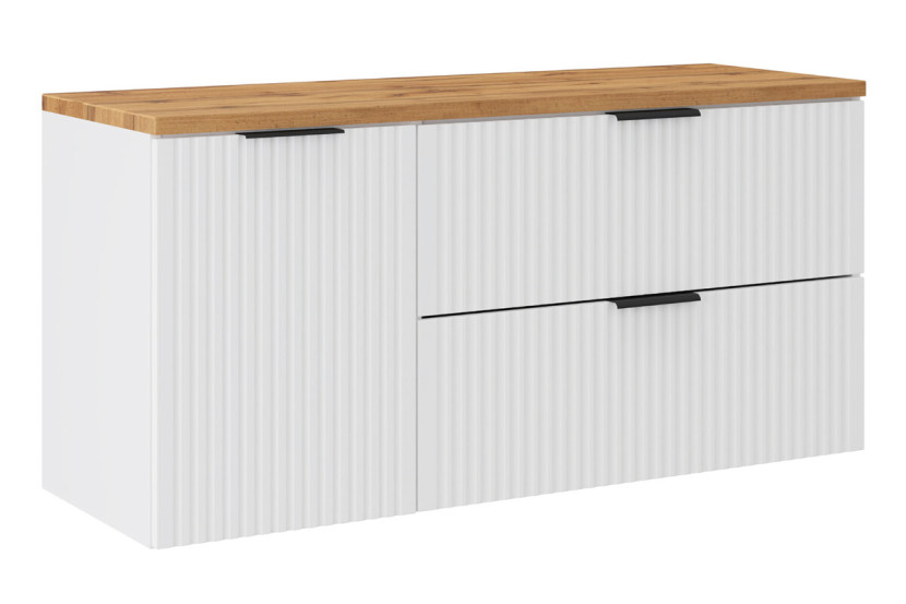 Szafka pod Umywalkę Adel White 120cm z Blatem i Szafką z Koszem na Pranie 976968