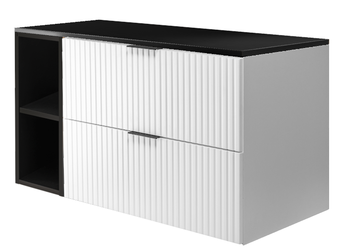 Szafka pod umywalkę, biała/czarna 100 (80 + 20) x 57 x 46 cm + blat roboczy 1060014