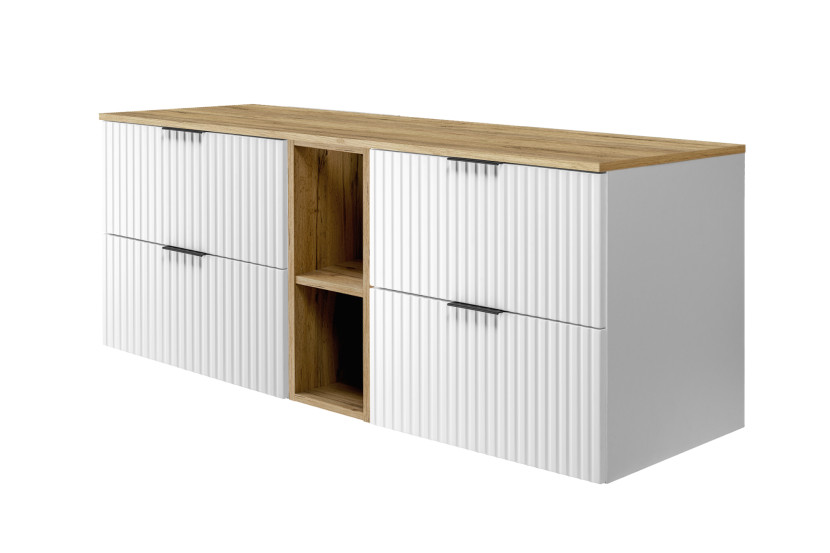 Szafka pod umywalkę, biały / Dąb Craft 140(2 x 60 + 20) x 57 x 46 cm + blat 1059011