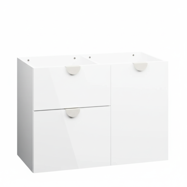 Szafka pod umywalkę COCO 90 cm biały połysk z koszem na pranie bez umywalki 811757