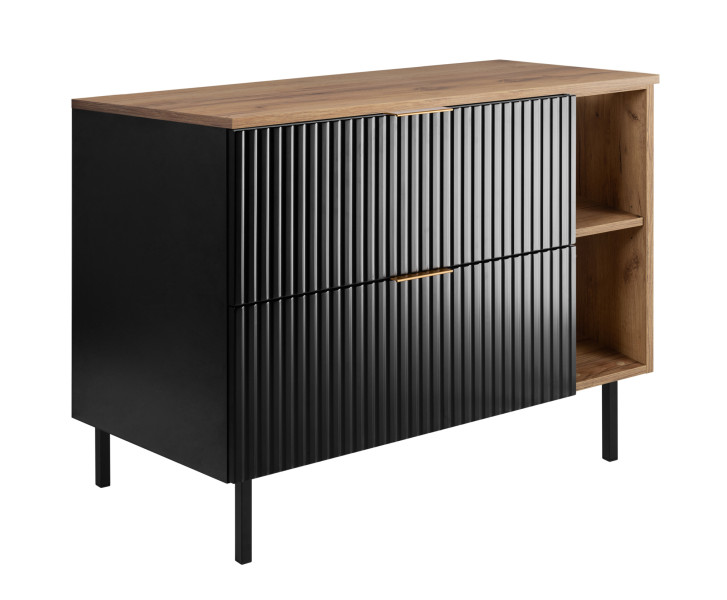 Szafka pod umywalkę, czarna, 120 (2 x 60) x 77 x 46 cm, nogi czarne + blat 1059005