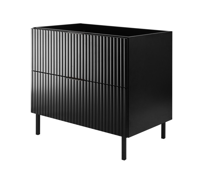 Szafka pod umywalkę, czarna, 80 x 77 x 46 cm, nogi czarne, bez blatu 1060009