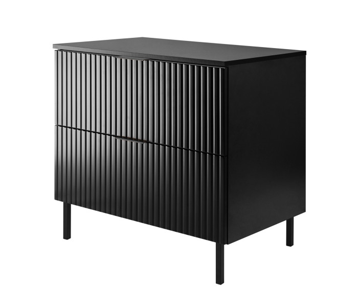Szafka pod umywalkę, czarna, 80 x 77 x 46 cm, nogi czarne + blat 1060069