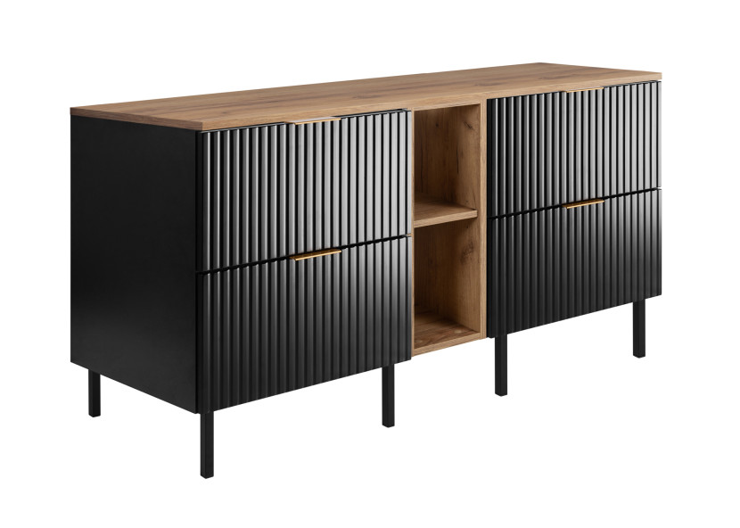 Szafka pod umywalkę, czarny/dąb Craft 140 (2 x 60 + 20) x 77 x 46 cm 1059033