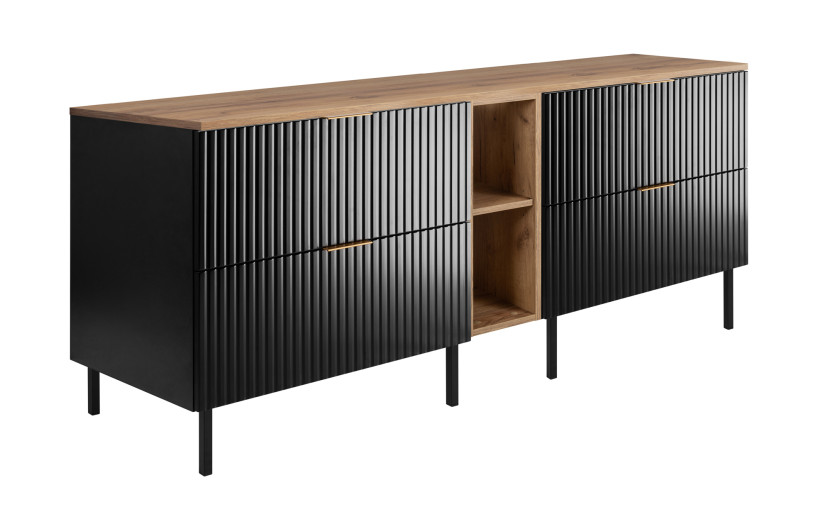 Szafka pod umywalkę, czarny/dąb Craft 180 (2 x 80 + 20) x 77 x 46 cm 1058812