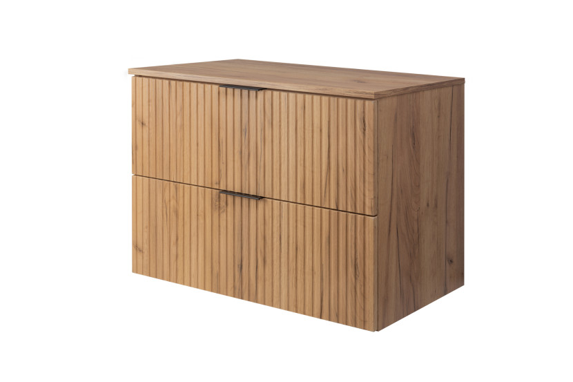 Szafka pod umywalkę, dąb Craft, 80 x 57 x 46 cm, uchwyt czarny + blat 1092291