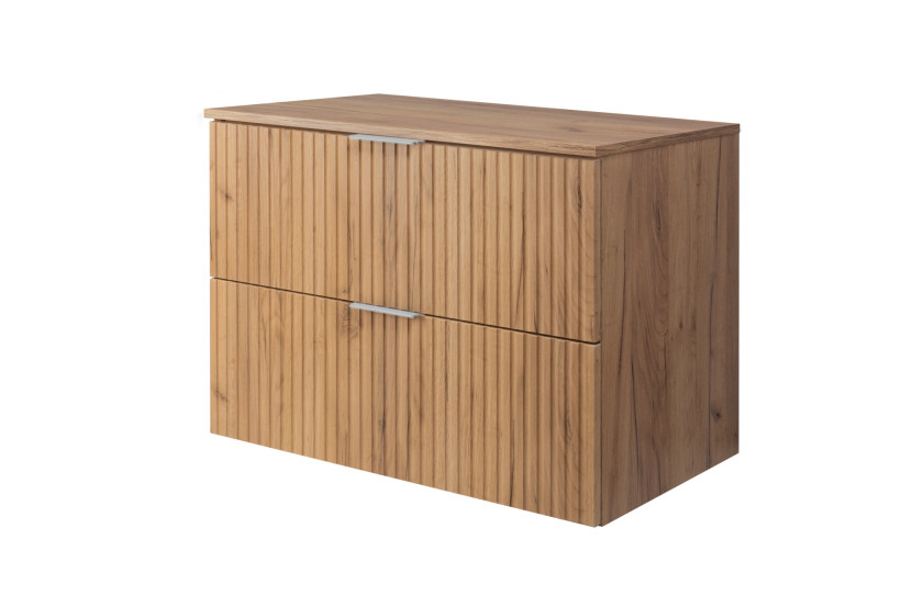 Szafka pod umywalkę, dąb Craft, 80 x 57 x 46 cm, uchwyt srebrny + blat 1092257