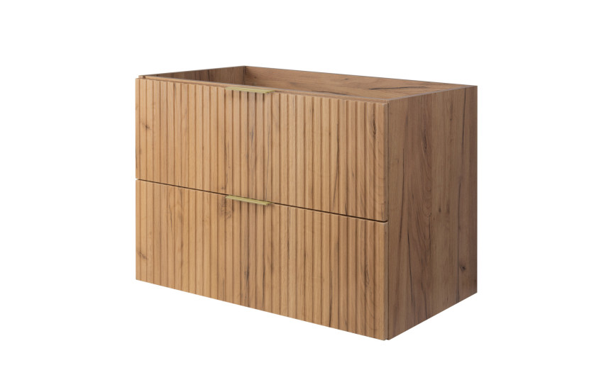 Szafka pod umywalkę, dąb Craft, 80 x 57 x 46 cm, uchwyt złoty, bez blatu 1060179