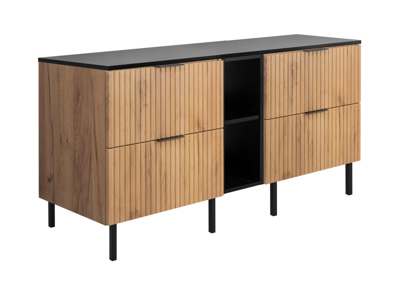 Szafka pod umywalkę, dąb Craft / czarny 140 (2 x 60 + 20) x 77 x 46 cm 1059019