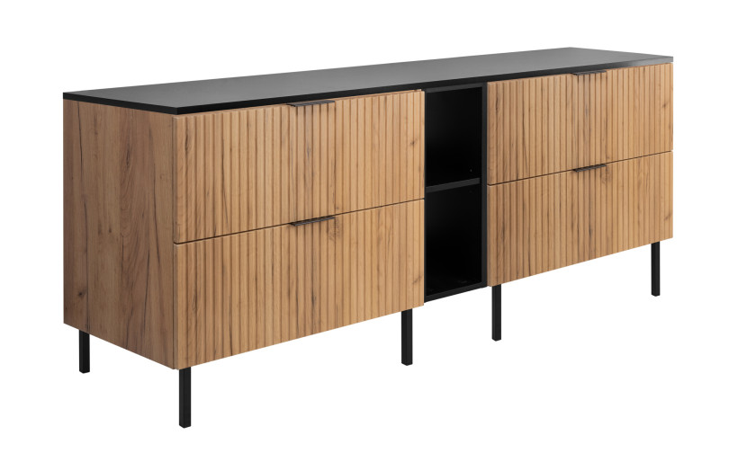 Szafka pod umywalkę, dąb Craft / czarny 180 (2 x 80 + 20) x 77 x 46 cm 1058826