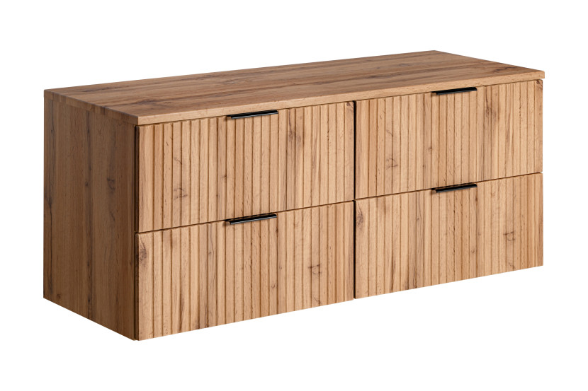 Szafka pod Umywalkę DĄB WOTAN 160 cm BLAT RYFLOWANA 176398