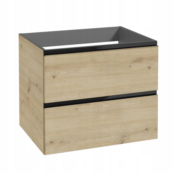 Szafka pod Umywalkę do Łazienki 60 x 50x46cm Wisząca Dąb Artisan/Czarny MDF 754577