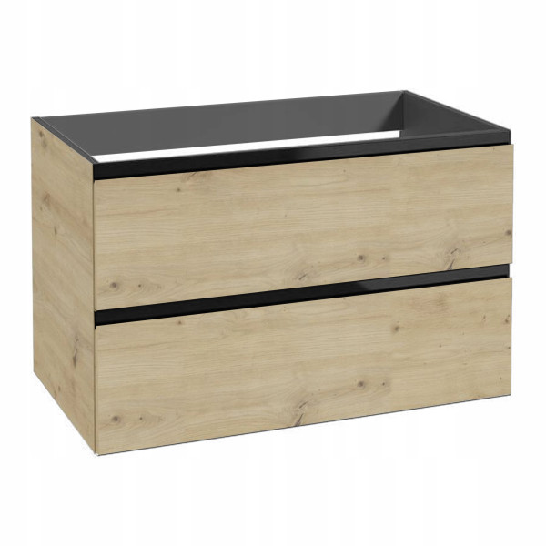 Szafka pod Umywalkę do Łazienki 80 x 50x46cm Wisząca Dąb Artisan/Czarny MDF 754576